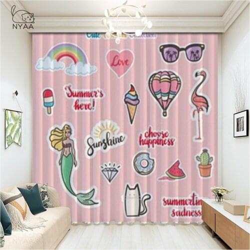 Leaves Flamingo Tropical Plant Flower Print Curtain Europe Curtains On The Window Living Room Curtains For Girls Micro Shading