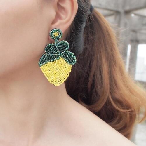 MANILAI Trendy Handmade Earrings for Women Wedding Beaded Flowers Drop Dangle Earrings Party Jewelry Accessories