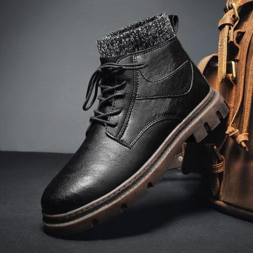 Fashion Men Winter Boots Brand Men Leather Shoes Outdoor Men Ankle Boots Snow Boots Fashion Sneakers Men Shoes