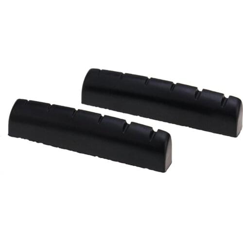 Musiclily Pro Urea Resin Plastic Slotted 43mm Guitar Nuts Flat Bottom for 6 String Les Paul or Acoustic Guitar, Black (Set of 2)