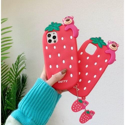 Cartoon strawberry Bear pattern soft shell for iPhone 11Pro 12mini 12promax 7 8 7plus x xs xr xsmax silica gel phone case