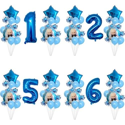 25pcs/lot Boss baby digital confetti balloon set birthday party happy birthday baby shower decorations childrens toys ballons