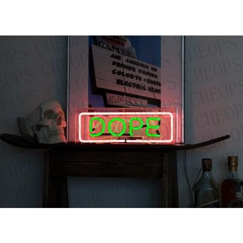Dope Acrylic Box Gift Neon Signs Real Glass Tube Beer Bar Pub Bedroom Wall Homeroom Girlsroom Party Decor Lamp 14x5