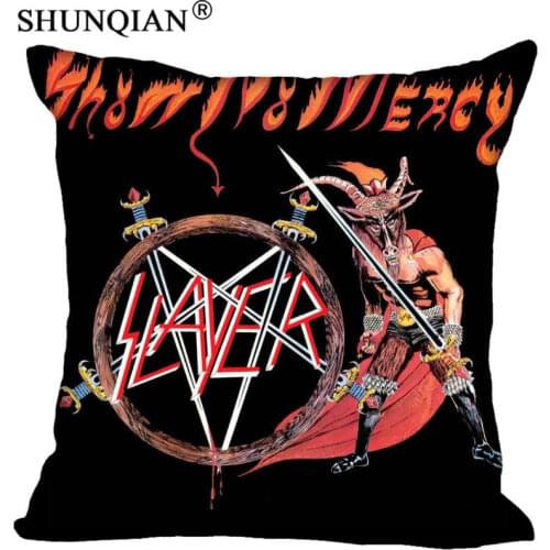 Custom Pillowcase Cover SLAYER Square Zipper Pillow Cover Best Gift For Kids 35x35cm(one side)Decorative New Years Pillowcase
