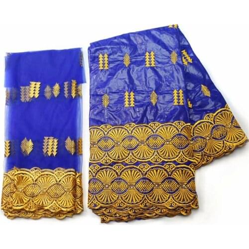 New arrival Stone african Bazin riche fabric with embroidery lace / bazin riche dress material Nigerian KY062801