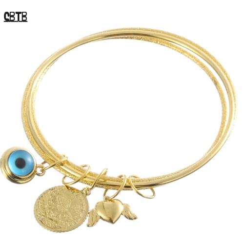 New Fashion Cute Cuff Bracelet Demon Eye Coin Love 18K Gold Bracelet Party Banquet Jewelry Holiday Gift Wholesale