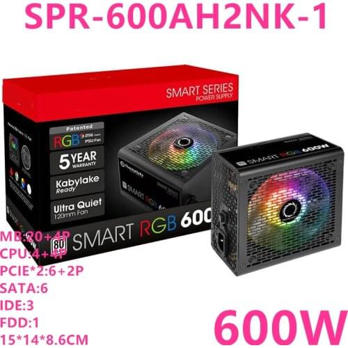 New PSU For Thermaltake(Tt) Brand Smart RGB 600W ATX Silent Power Supply for Desktop Mainframe Power Supply SPR-600AH2NK-1