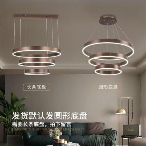 New Nordic light luxury LED living room modern minimalist atmosphere creative duplex building lobby ring Pendant lamp