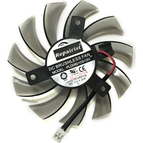 GIGABYTE GTX460 470 580 Cards' Cooler PLD08010S12H T128010SM 75mm 2Wire 2Pin Graphics Video Card VGA Cooling Fan