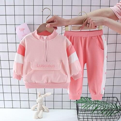 Girls Autumn Long-Sleeved Suit Cute Color Matching With Childrens Two-Piece Fashion Casual 1-3 Years Old