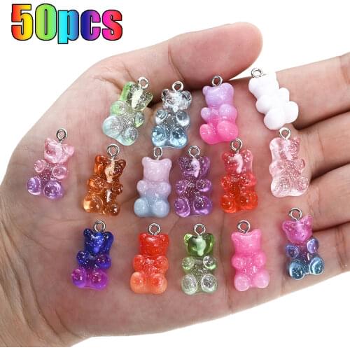 10/50Pcs Colorful Gummy Bear Pendant Charms for Necklace Bracelet Diy Earrings Jewelry Bears Valentines Day Gift 2.1*1.1cm