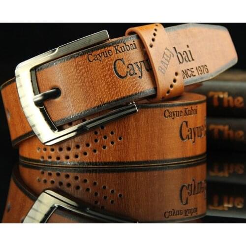 Mens Belt High Quality Cool Hollow Designer Belt Mens Fashion Classic Retro Pin Buckle Belt Jeans Letter Print