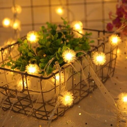 Christmas Plush ball String Lights garden fairy luces led decoracion For Party decoration wedding string outdoor light