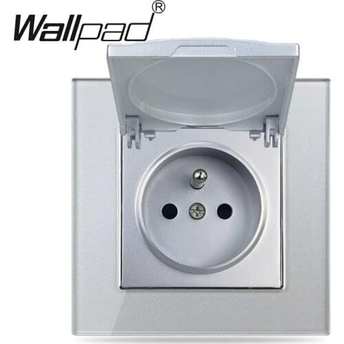Silver Round French Socket with Cap Wallpad Crystal Glass 220V AC 16A Poland Belgium French Powerl Socket with Clips