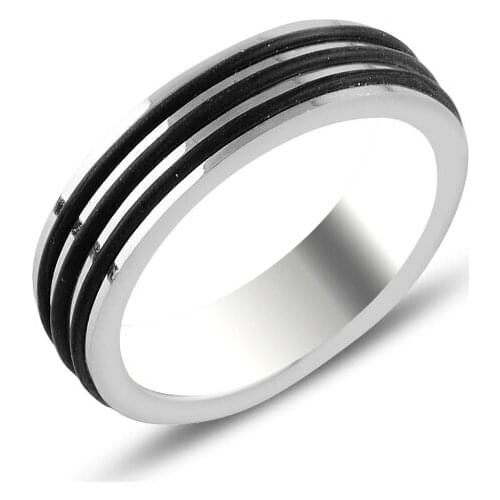 Silver 925 Sterling Steel Ring