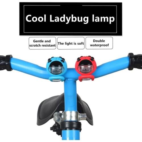 Silicone Ladybug Bicycle Light LED Bike Front Rear Light Night Children Balance Scooter Lamp Kid Stroller Headlight