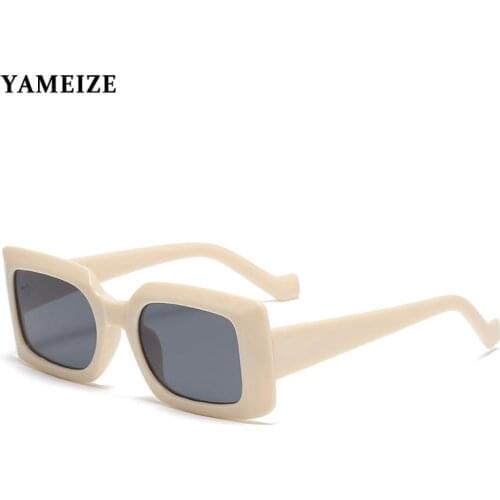 Vintage Small Rectangle Women Sunglasses Ins Popular Fashion Beige Grey Eyewear Men Trending Sun Glasses Driving Lentes De Sol