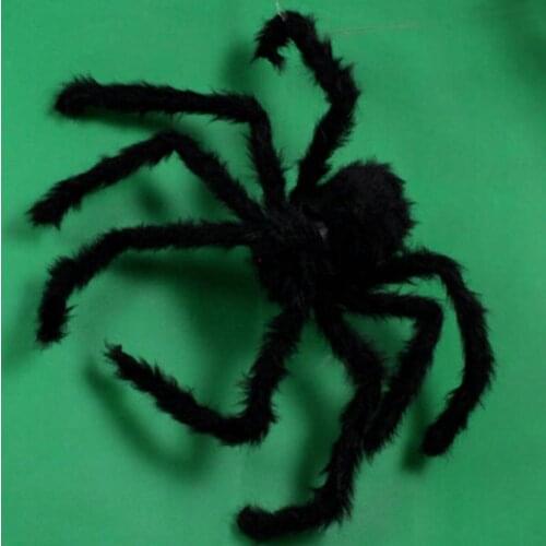 Super Big Plush Spider Made Of Wire And Plush Black And Multicolour Style For Party Or Halloween Decorations 1Pcs