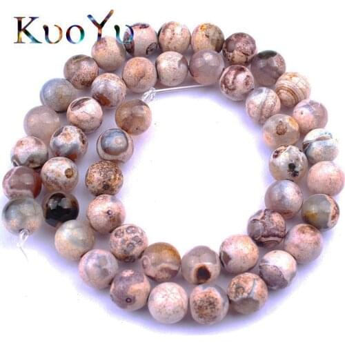 Dark Brown Fire Dragon Agates Natural Stone Beads Round Loose Spacer Bead For Jewelry Making DIY Bracelet 15'Strand 6/8/10mm