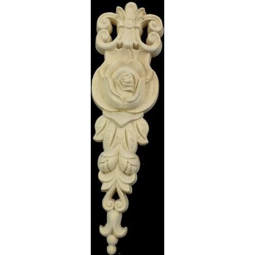European-style Home Decoration Small Accessories Wood Carved Wooden Rose Applique Cabinet Door Window Decoration Patch