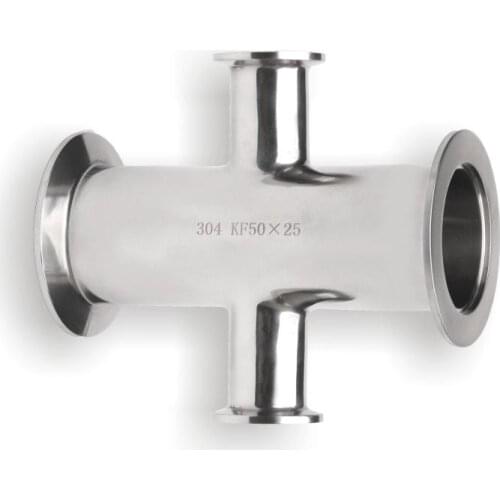 Vacuum Clamp Reducer Four Way Pipe Fitting Cross Clamp Sanitary SUS304 KF KF25x16 KF40x25