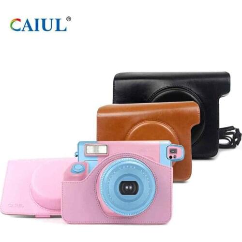 CAIUL Vintage PU Leather Case for Fujifilm Instax Camera Wide300 Instant Film Camera Compact Case Protect Bag Shoulder Strap