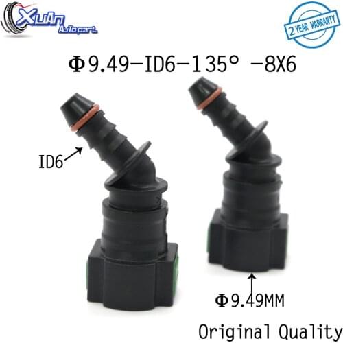 XUAN 2pcs 9.49mm 9.49 ID6 135 degree 3/8 Fuel Pipe Joint Auto Fuel Line Quick Connector Plastic Female Gasoline Filter Connector