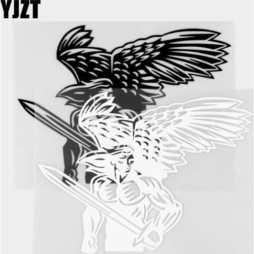 YJZT 12.5×15.1CM Personalized Vinyl Decal Muscular Angel With Sword Creative Car Sticker Decorated In Black / Silver 20C-0310