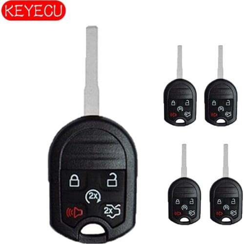 Keyecu Replacement Remote Key Shell Case Fob 5 Button for Ford Fiesta FCC: OUC6000022 HU101 (5pcs)