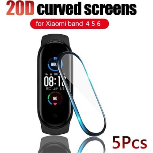 20D Curved screen Protective Film For Xiaomi mi band 6 5 4 Soft film for Mi band Smart Watchband 5 6 Screen Protector Soft Film