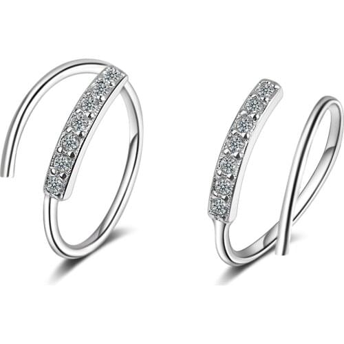 Exquisite Single Row Cubic Zircon Women Hoop Earrings silver color Gold Silver Wave Earrings for Women Girls Gifts