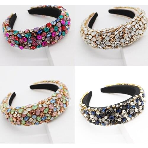 Headband Tiara Crown Rhinestone Baroque Jewelled Hairband Womens Embellished