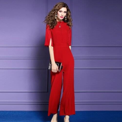 Elegant Jumpsuits For Women 2019 Summer Spring Female Ol Overalls Paysuits High Waist Ladies Office Wear Jumpsuit 2019 DD2067