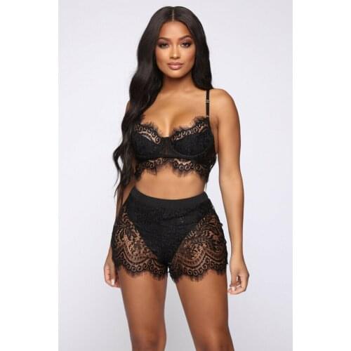 Women Ladies Sexy Lace Lingerie Babydoll Bra G-string Underwear Set Corset Push Up Vest Shorts Pink Black