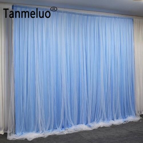 3x3M net fabric curtain backdrop wedding background double layer for stage event party decoration
