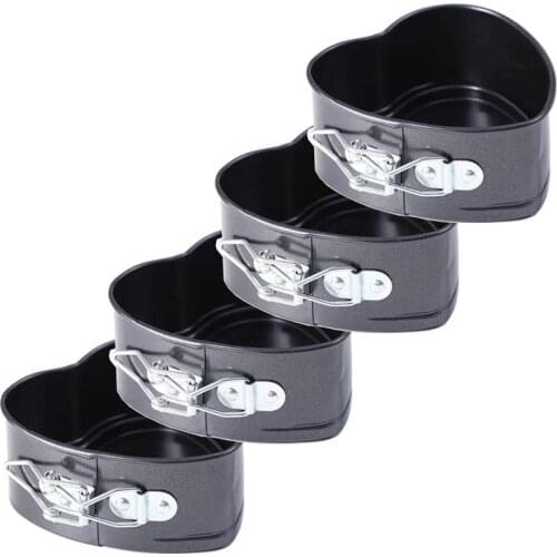 4Pcs Baking Pans Bakeware Kitchen Cake Mold Mini Love Heart Shape Baking Dish Carbon Non-Stick Removable Base Cake Tin Tray