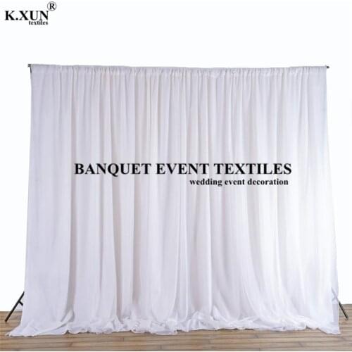White Black Double Layer Chiffon Panel Wedding Backdrop Curtain Stage Background Event Party Decoration