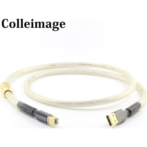 Colleimage Free Shipping Hi-End Silver Plated USB Audio Cable Data USB Cable USB HIFI Cable A-B USB Cable