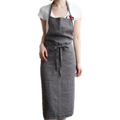 Cotton and hemp apron kitchen baking coffee flower shop apron household goods apron dress Color apron kitchen apron