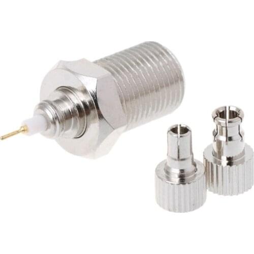 F Female To TS9 & CRC9 Male Plug Coaxial Adapter RF Connector Nickel Plated