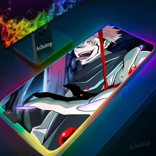80x300mm RGB Jujutsu Kaisen XL Anime Pad Mouse HD Print Computer Gamer Locking Edge Mousepad XXL Keyboard PC Mice Mats Pad LED