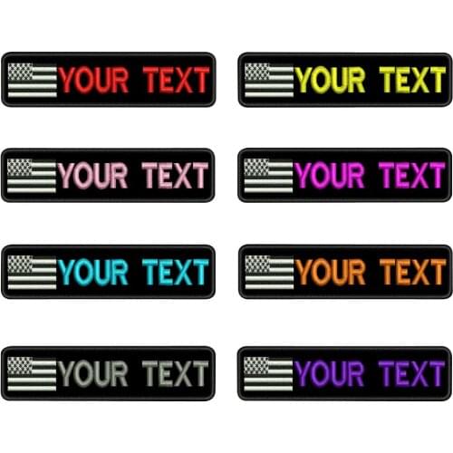 Custom AMERICAN USA name patches tags personalized iron on hook backing embroidered