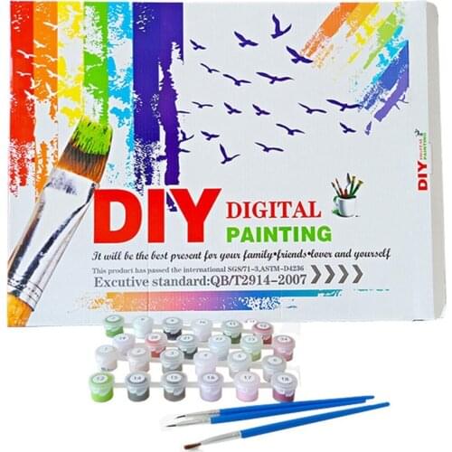20*20cm Diy Digital Oil Painting Children Hand-painted Numbers Set Oil Painting For Children Canvas Simple Landscape