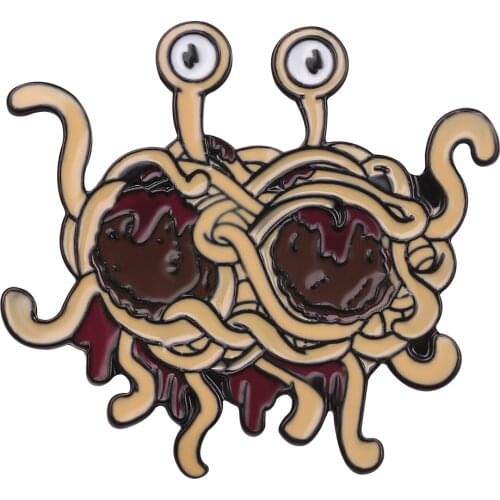 Creative Food Noodles Pasta Eyes Brooches Enamel Alloy Badges Pins Bags Weird Accessories Halloween Women Jewelry Gifts