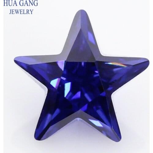 5A Tanza Blue Star Shape Brilliant Cut CZ Stone Synthetic Gems Cubic Zirconia For Jewelry Size 4x4~6x6mm