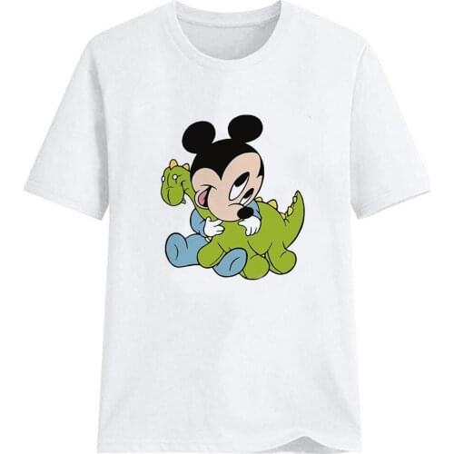 Summer Plus Size Clothing S-3XL New Baby Mickey Mouse Dinosaur Puppet Print T Shirt Women Short Sleeve Tops Girls TShirt Funny