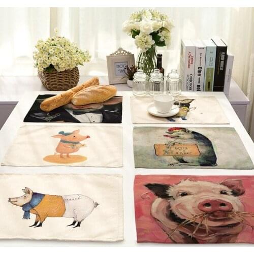Cute pig with personality place mats for dining table placemat for dining table japanese home decor table mats for dining table