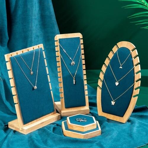 Fashion wooden necklace blue holder stand for jewellery holders jewelry organizer jewelry display case mannequine customized