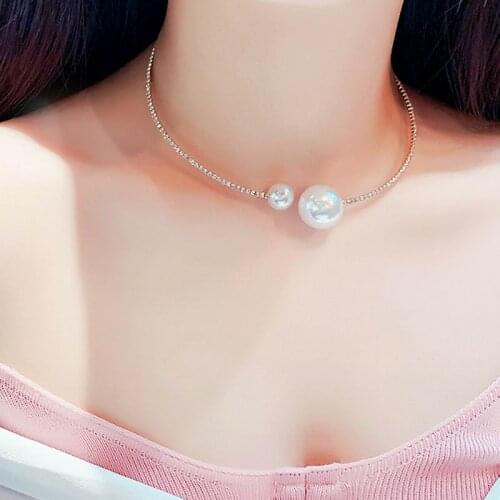 Fashion Necklace Women Rhinestone Big Small Pearl Torques Jewelry Temperament Modern Personality Choker