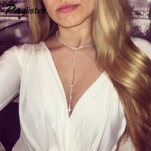 PAGlisten Fashion Boho Style Beach Sexy Bikini Body Jewelry Women Wedding Statement Crystal Rhinestone Pendant Necklace SKU5995